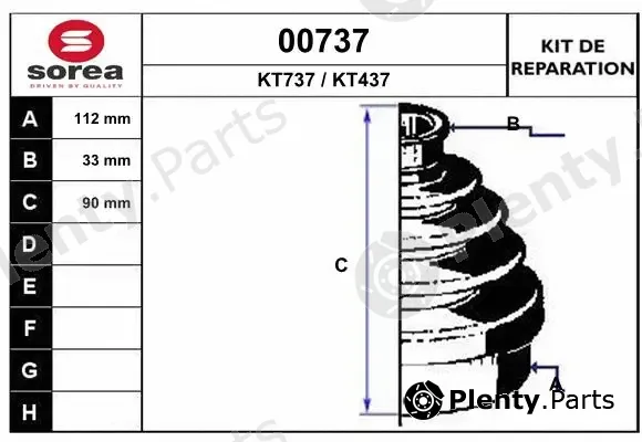 Snra 00737 — Bellow Kit, drive shaft
