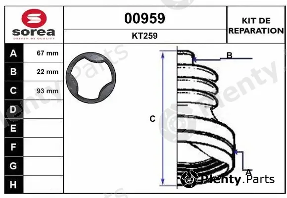 Snra 00959 — Bellow Kit, drive shaft