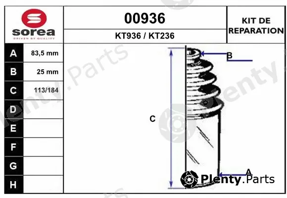 Snra 00936 — Bellow Kit, drive shaft