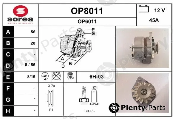 Snra OP8011 — Alternator