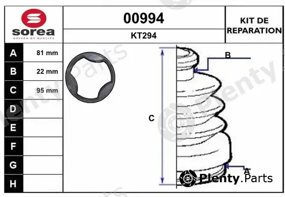 Snra 00994 — Bellow Kit, drive shaft