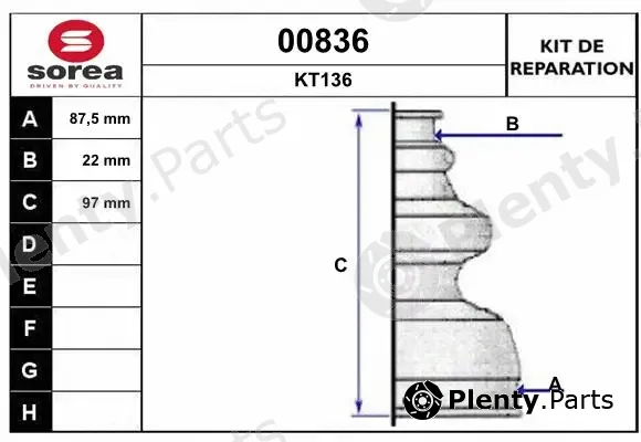 Snra 00836 — Bellow Kit, drive shaft