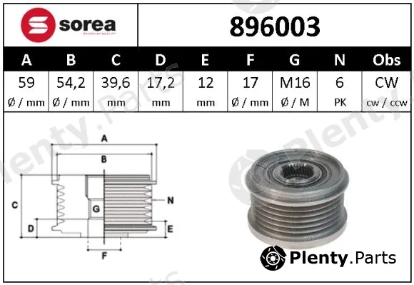 Snra 896003 — Alternator Freewheel Clutch