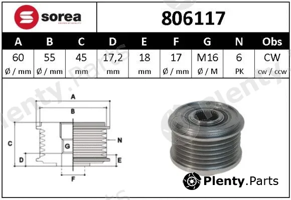 Snra 806117 — Alternator Freewheel Clutch