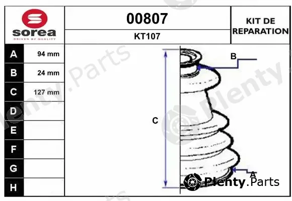 Snra 00807 — Bellow Kit, drive shaft