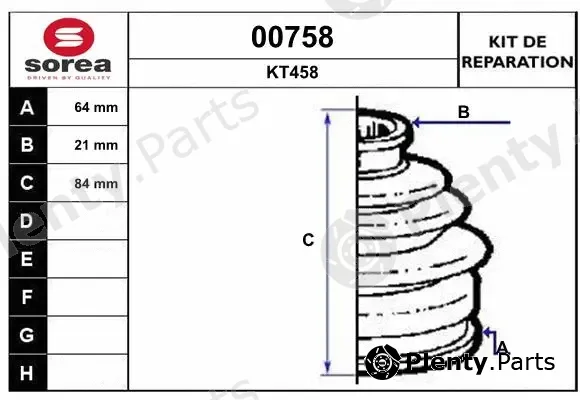 Snra 00758 — Bellow Kit, drive shaft