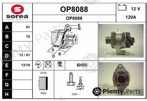 Snra OP8088 — Alternator