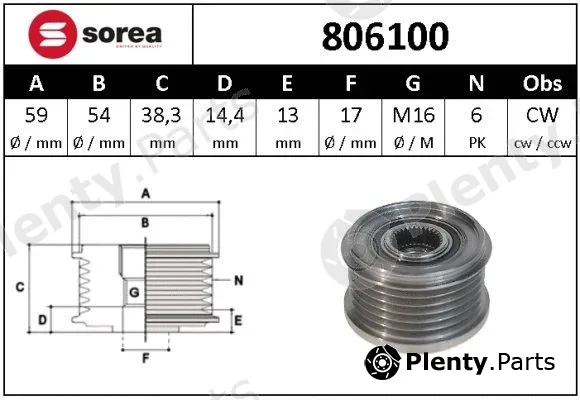Snra 806100 — Alternator Freewheel Clutch