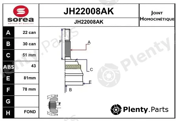 Snra JH22008AK — Joint Kit, drive shaft
