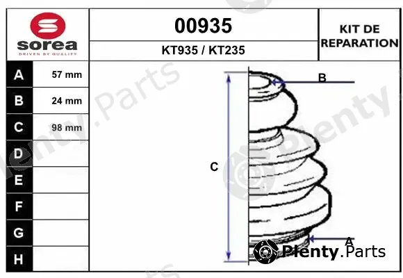 Snra 00935 — Bellow Kit, drive shaft