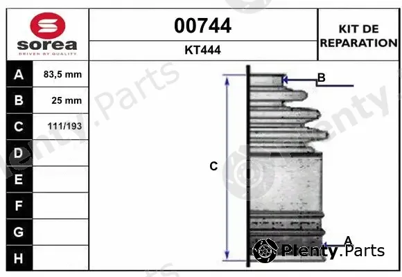 Snra 00744 — Bellow Kit, drive shaft