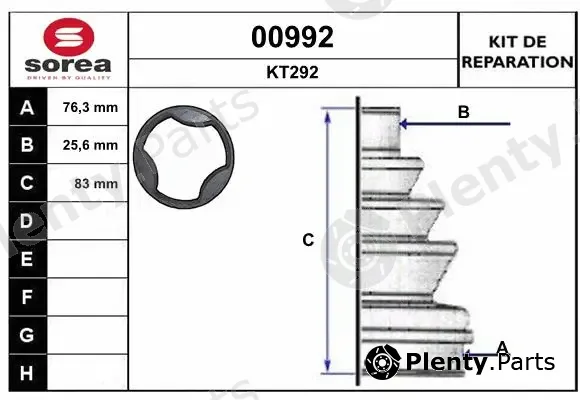 Snra 00992 — Bellow Kit, drive shaft
