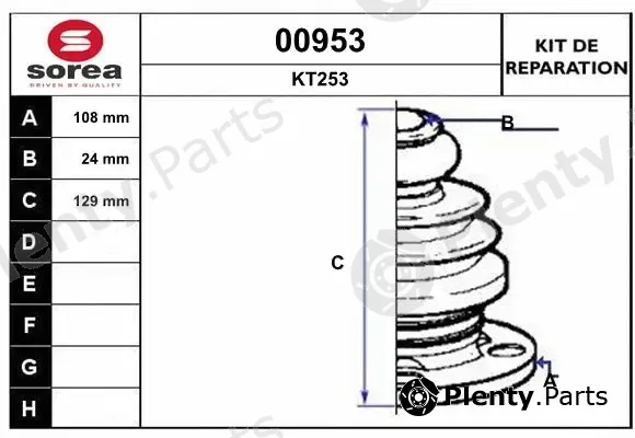 Snra 00953 — Bellow Kit, drive shaft