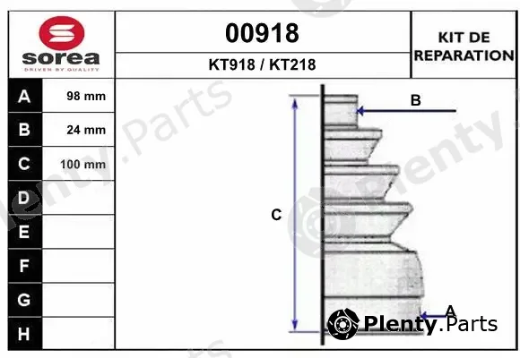 Snra 00918 — Bellow Kit, drive shaft