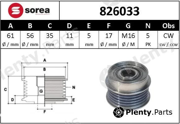 Snra 826033 — Alternator Freewheel Clutch