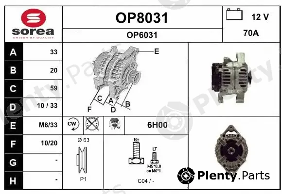 Snra OP8031 — Alternator