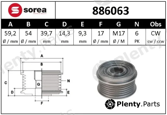 Snra 886063 — Alternator Freewheel Clutch