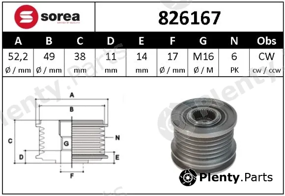 Snra 826167 — Alternator Freewheel Clutch