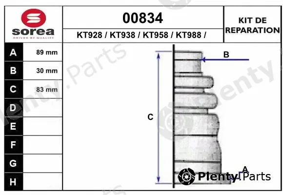 Snra 00834 — Bellow Kit, drive shaft