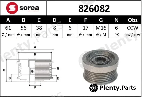 Snra 826082 — Alternator Freewheel Clutch