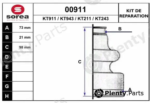 Snra 00911 — Bellow Kit, drive shaft
