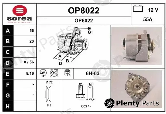 Snra OP8022 — Alternator