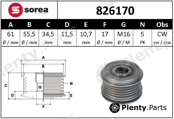 Snra 826170 — Alternator Freewheel Clutch