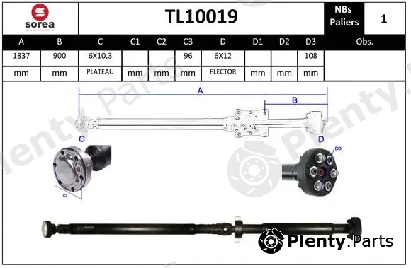 Snra TL10019 — Propshaft, axle drive