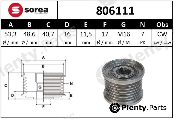 Snra 806111 — Alternator Freewheel Clutch