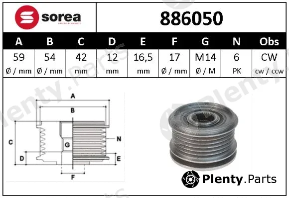 Snra 886050 — Alternator Freewheel Clutch