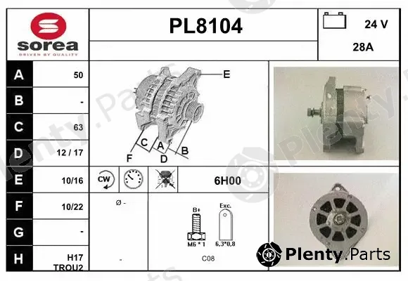 Snra PL8104 — Alternator
