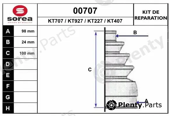 Snra 00707 — Bellow Kit, drive shaft