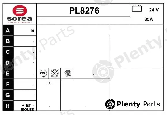 Snra PL8276 — Alternator