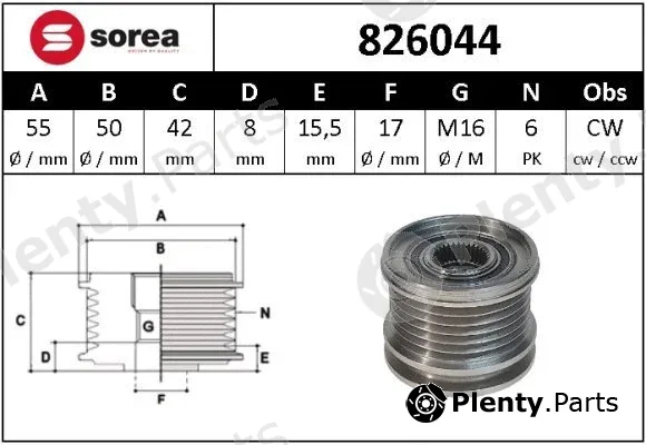 Snra 826044 — Alternator Freewheel Clutch