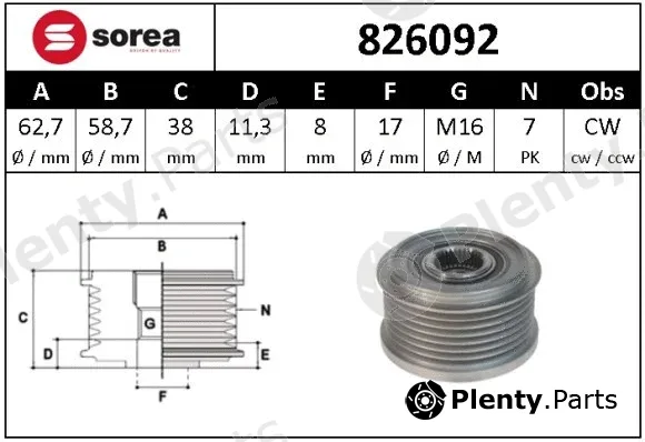 Snra 826092 — Alternator Freewheel Clutch
