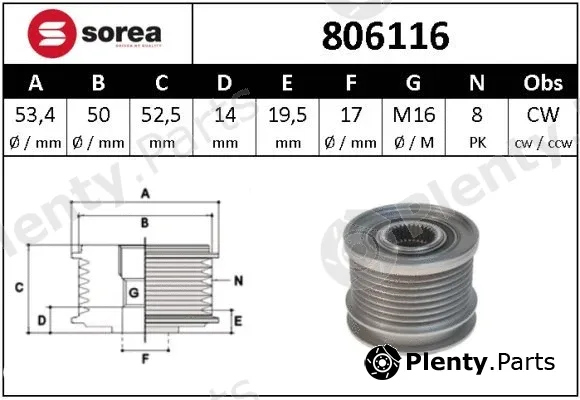 Snra 806116 — Alternator Freewheel Clutch