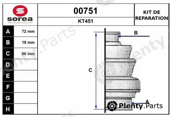 Snra 00751 — Bellow Kit, drive shaft