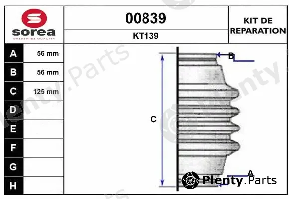 Snra 00839 — Bellow Kit, drive shaft