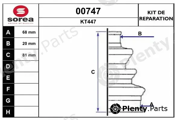 Snra 00747 — Bellow Kit, drive shaft
