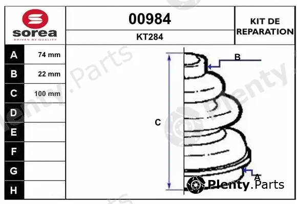 Snra 00984 — Bellow Kit, drive shaft