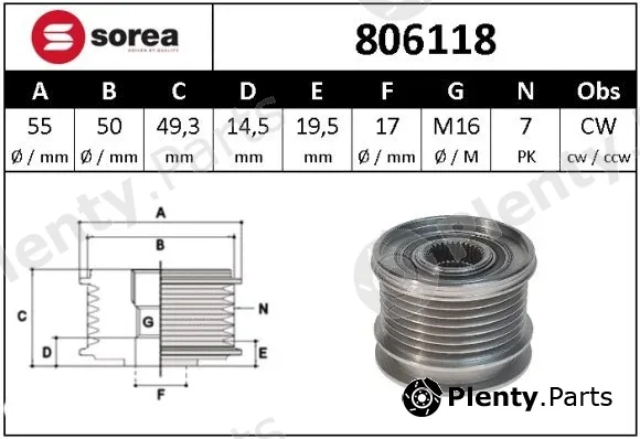 Snra 806118 — Alternator Freewheel Clutch