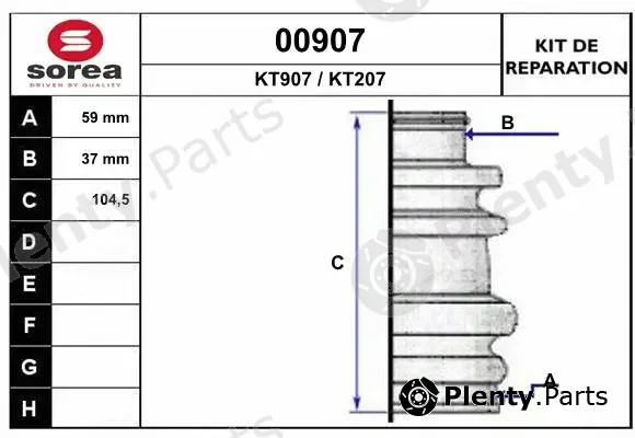 Snra 00907 — Bellow Kit, drive shaft