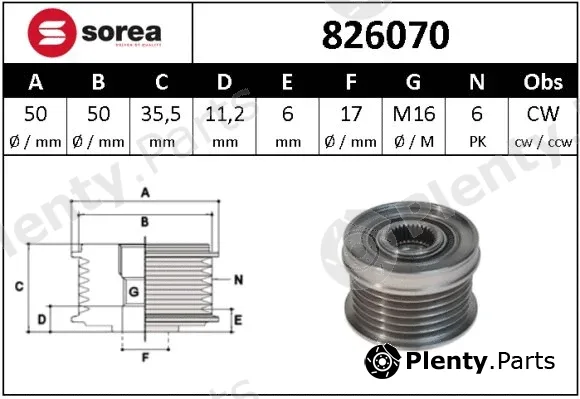 Snra 826070 — Alternator Freewheel Clutch