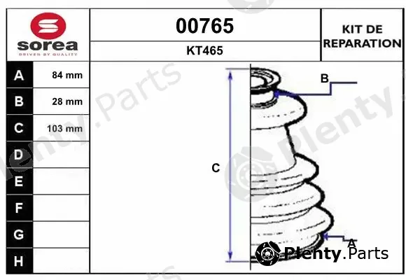 Snra 00765 — Bellow Kit, drive shaft