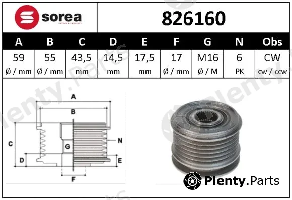 Snra 826160 — Alternator Freewheel Clutch