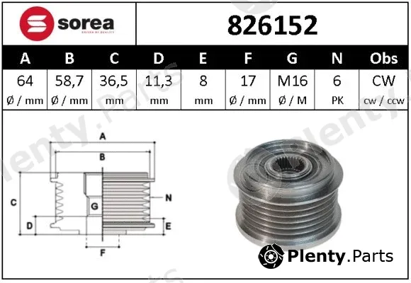 Snra 826152 — Alternator Freewheel Clutch