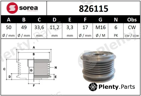 Snra 826115 — Alternator Freewheel Clutch