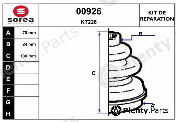 Snra 00926 — Bellow Kit, drive shaft