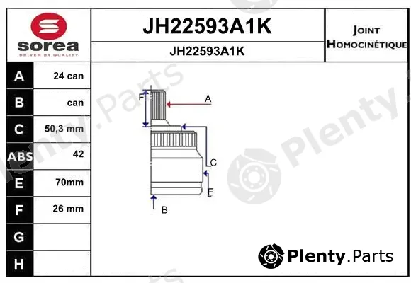 Snra JH22593A1K — Joint Kit, drive shaft