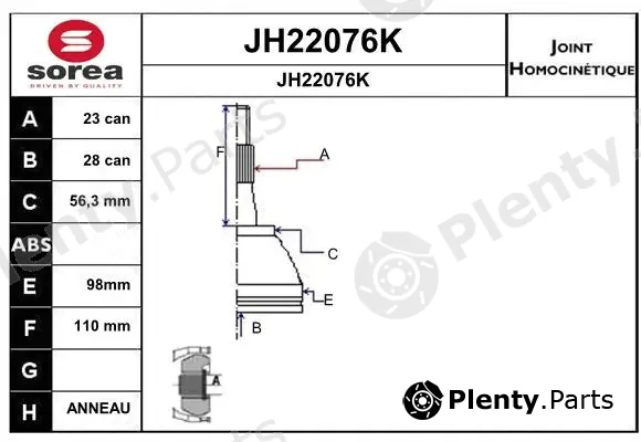 Snra JH22076K — Joint Kit, drive shaft